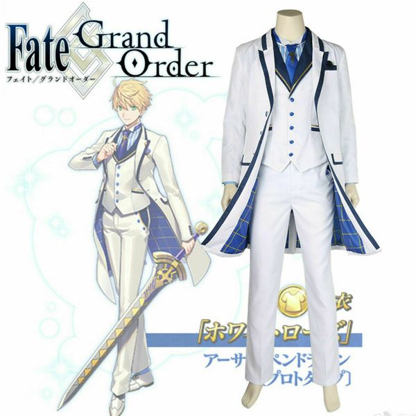 

fate/grand order arthur pendragon male saber suits uniforms cosplay costume, Black;red