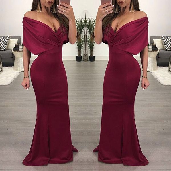 

новое плечо обнажая сексуального глубокого v благородного платья multicolor необязательного для 2019 моды высокого качества партии женщин ры, Black;red