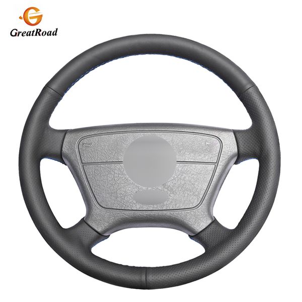 

hand-stitched black pu artificial leather car steering wheel cover for e-class w210 e 200 240 280 320 1995-2002 w1