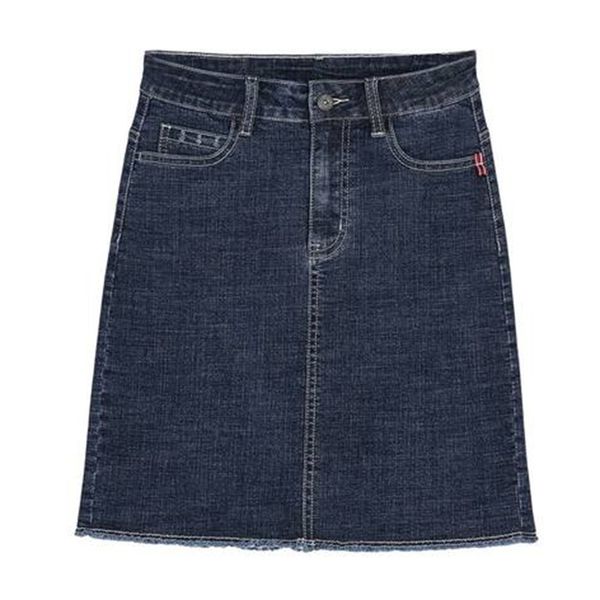 

korean version high waist large size s-5xl denim skirt women's 2019 new summer stretch thin section ladies bag hip skirt w77, Black