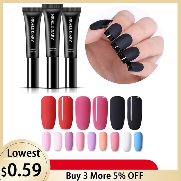 

nicole diary 8ml matte nail art gel polish set led long lasting brush gel varnish for nail art manicure soak off, Red;pink