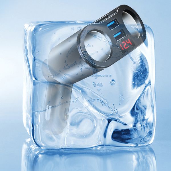 

car accessories car cigarette lighter socket splitter plug usb one for three charger with led display rotating accessori