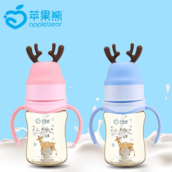 

baby cute antlers bottle creative gift for childrens silicone wide caliber baby bottles kids feeding bottle