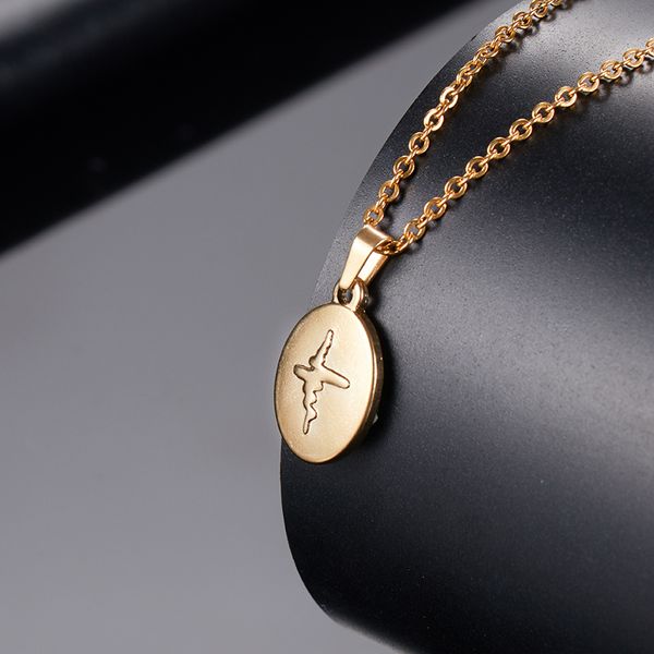 

stainless steel necklaces trendy simple electrocardiogram pendant necklace women gold/silver color charm necklaces oval shape
