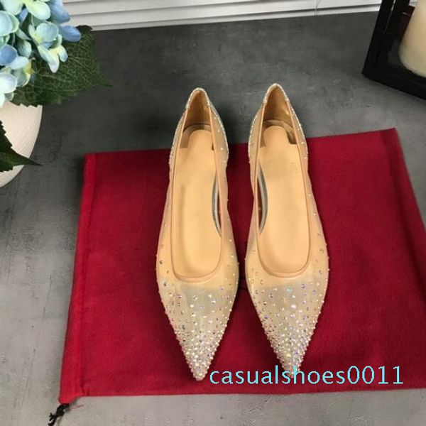 

новые женские квартиры марлевые хрустальные квартиры обувь роскошный дизайнер красный нижний сетка горный хрусталь леди обувь для вождения 3, Black