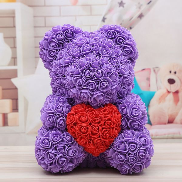 

red 40cm with girlfriend women rose dropshipping teddy flower bear soap flower to decoration valentines gift artificial heart gttmi
