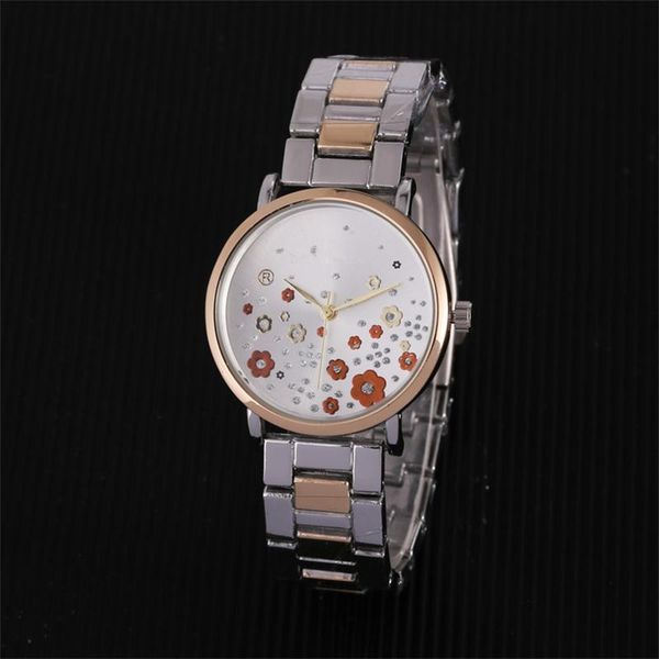 

релох ааа роскошного браслета синего wristodtch дама платье rhinestone цветок полных алмазы odtch бренд женской дизайнерские odtches для жен, Slivery;brown