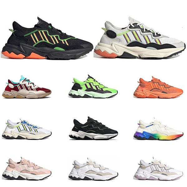 

2020 new ozweego men women casual shoes 3m reflective triple black cloud white solar red neon green pink outdoor sports sneakers size 36-45