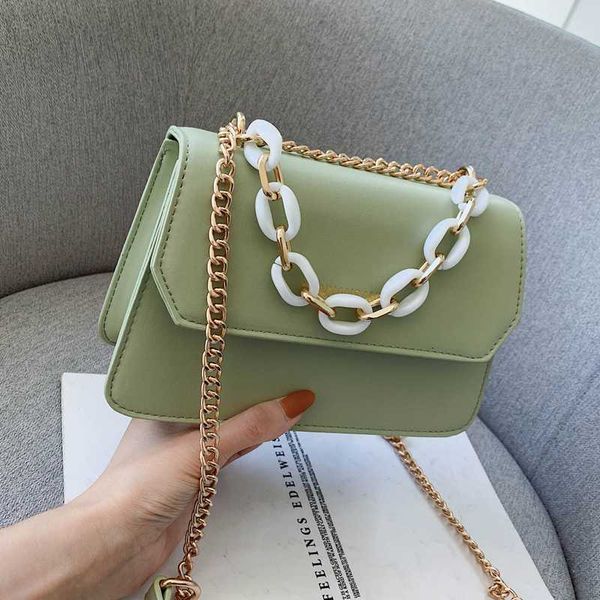 

fashion new acrylic chain handbag and clutch quality leather women's chic female shoulder messenger bag bolsos