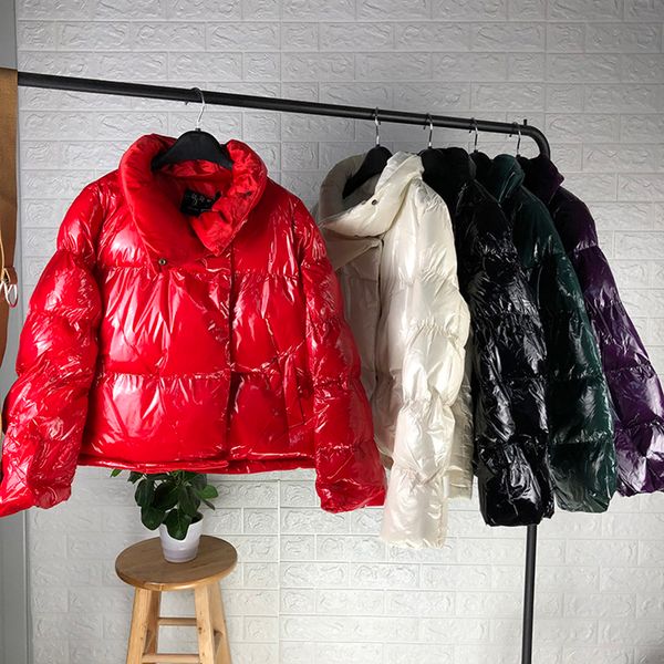 

women big size glossy down parka waterproof women jackets and parka winter warm fat oversized jackets, Black
