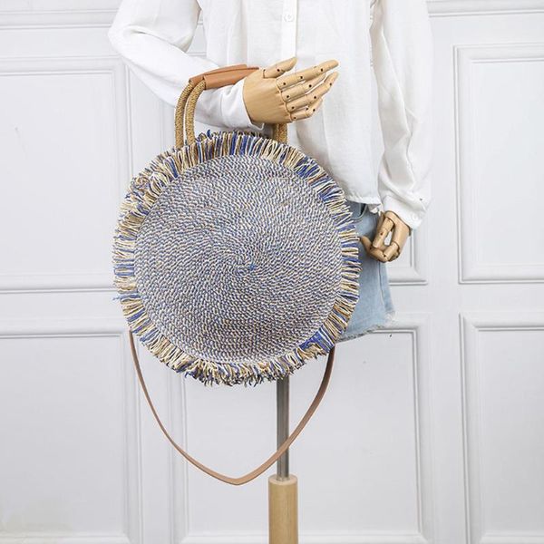 

tassel handbag straw bag women summer round tote beach travel shoulder messenger bags summer beach bali bags