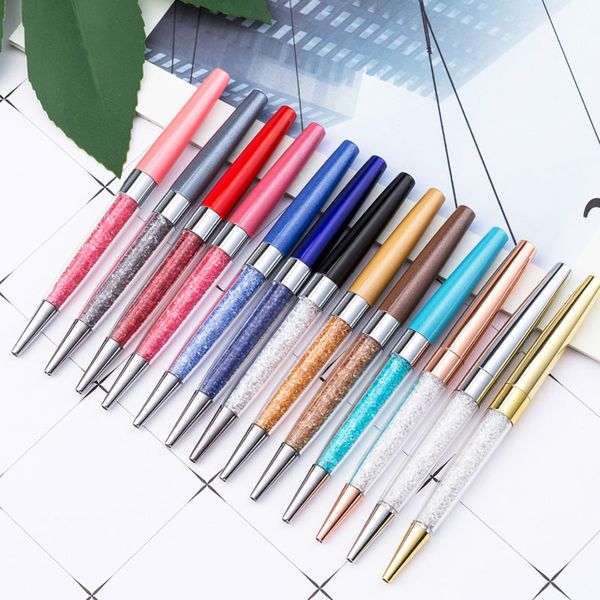 

selling new crystal ballpoint pens school office business supplies gem metal ball pen student gift, Blue;orange