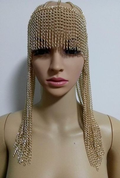 

new fashion style wrb949 women harness gold chains layers head face chains jewelry cosplay head hair chains jewelry 3 colors, Silver