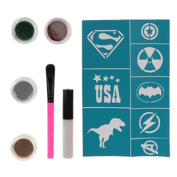 

1 set party fun temporary fashion glitter shimmer tattoo body art design kit