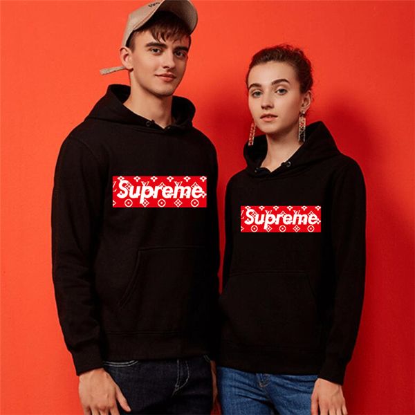 

new sup/lv designers pullover mens hoodie hip hop couple sport tide brand vogue sweatshirts red/supreme luxury men streetwear women clothing, Black