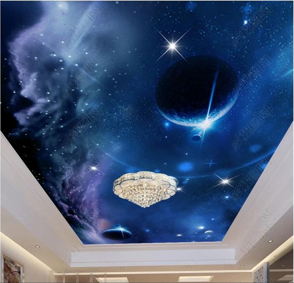 

3d ceiling murals wallpaper custom p non-woven mural science fiction planet space zenith mural ceiling