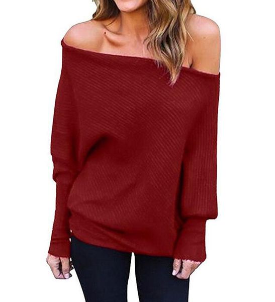 

batwing с длинным рукавом ребристые boat neck блузка рубашки новых женщин вскользь перемычка пуловеры, White;black