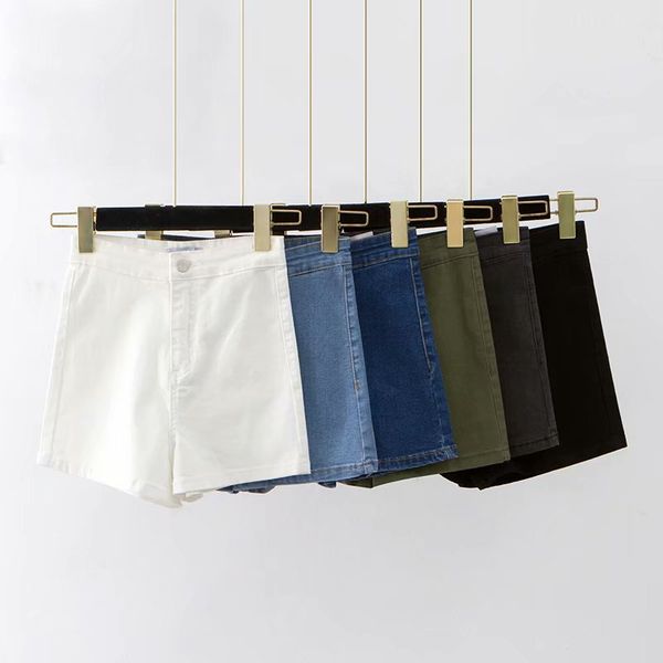 

summer casual denim shorts female tight-fitting stretch denim shorts women's high-waist slim hip for women 2019, White;black