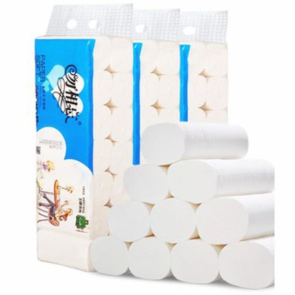 

white paper towel 14 rolls of three-layer thick roll paper absorbent skin-friendly fabric napkins daily use for office home new