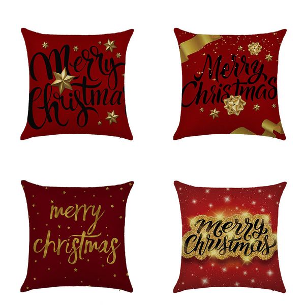 

4pc merry christmas pillow case reindeer christmas balls printed cushion cover elk star tree decorative pillow cover oct#01