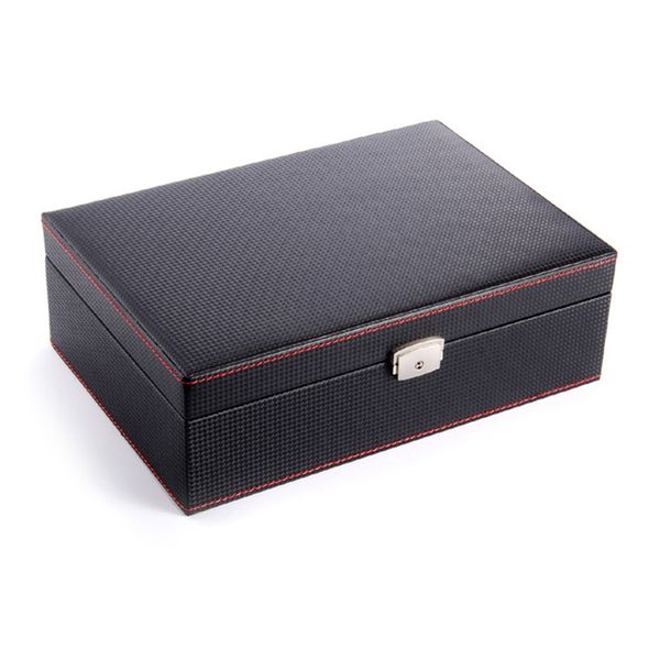 

10 grid slots watch box leather display watches boxes square jewelry storage case organizer holder, Pink;blue