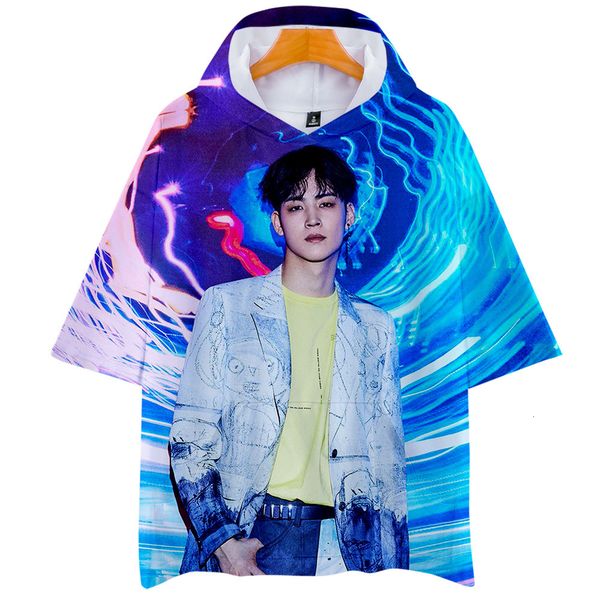 

got7 male 2019 group close 3d belt cap short sleeve shirt t shirts, Gray;blue