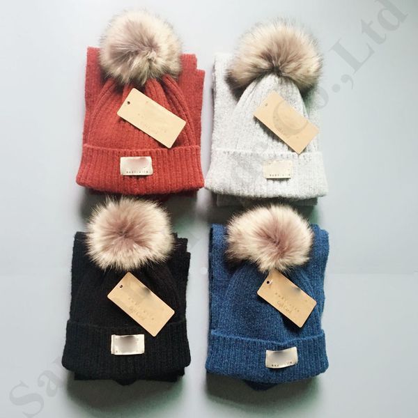 

австралия luxury ug детского шарф hat 2рс set открытого fur pom pom теплой вязаная шапочка шляпа boy девушка спорт горнолыжная шапки марка д, Yellow
