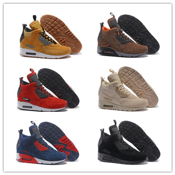 

2019 New Mens 90 Winter Sneakerboot Running Shoes For Men Sneakers Pig Eight Leather Material Fashion Outdoor Sport Jogging Walking Trainers
