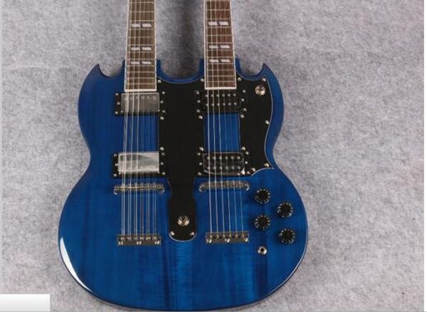 

seller double neck the ocean blue color 6-12 strings guitar,ing