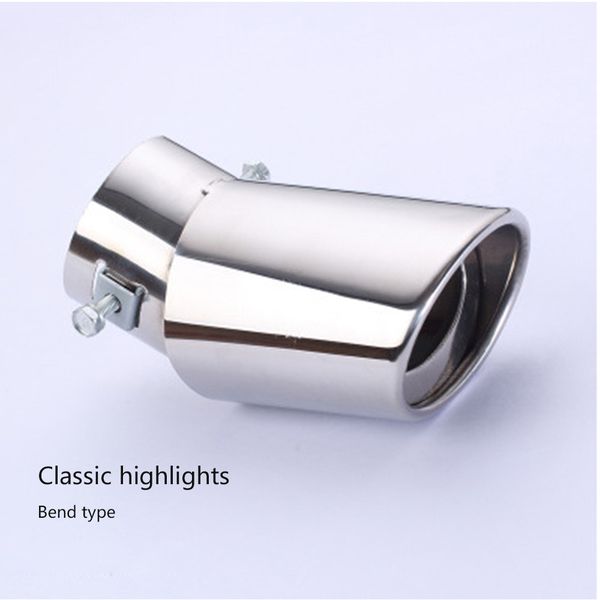 

car exhaust muffler round bent pipe tip stainless steel pipe chrome trim modified car rear tail throat liner styling
