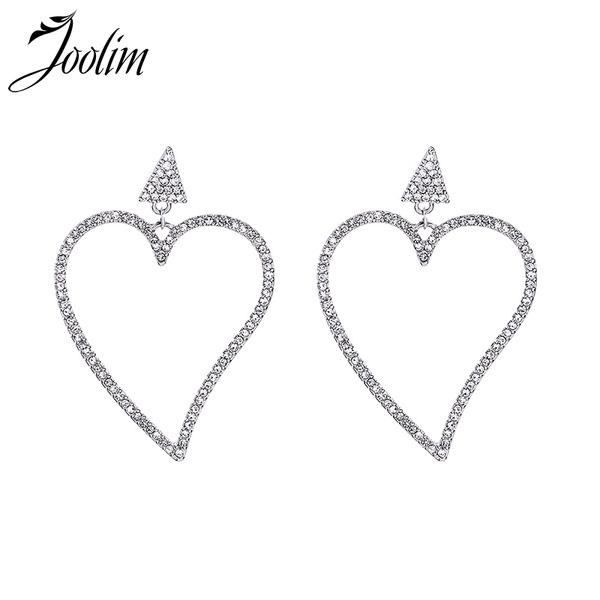 

joolim jewelry wholesale clear cubic zicronia crystal heart earring, Silver