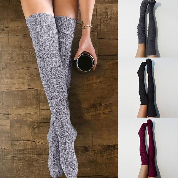 

2019 winter keep warm girls cotton women thigh high knee high socks long cotton ladies stocking medias de mujer, Black;white