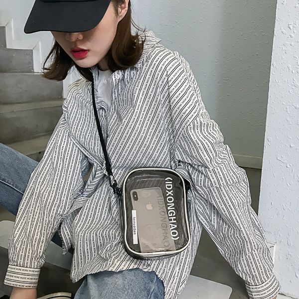 

transparent shoulder bag women wild messenger bag fashion clutches hip hop letter style waist for women men 10h
