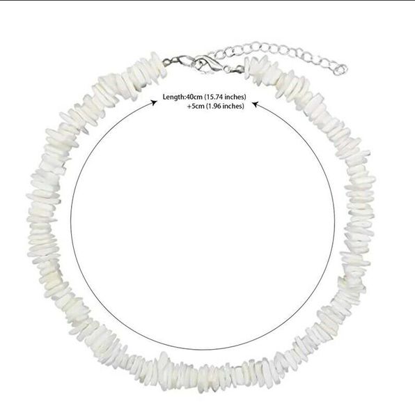 

puka shell necklace while 18" surfer choker shell necklace sea shell necklace, Silver