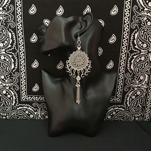 

indo gypsy handmade the long ffringed earrings of the archaize silver tribe boho afghan muslim women's retro jewelry