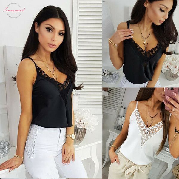 

women summer sleeveless casual off shoulder v neck letter lace print ladies tank sling vest holiday, White