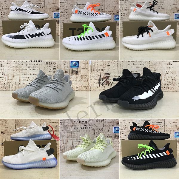 

[with box] Kanye west whife V2 designer running shoes Zebra sesame static biack casual shoes mens women sports shoes sneakers