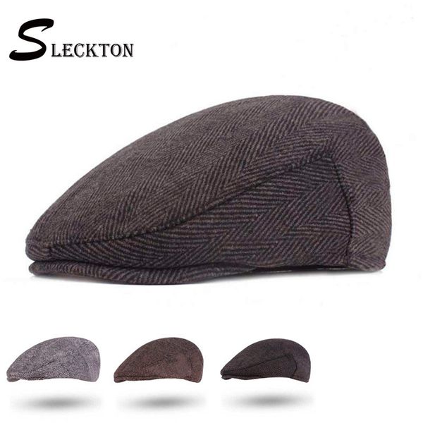 

sleckton tweed peaked cap herringbone flat cap casual retro newsboy fashion hat plaid hat cabbie winter hats gatsby, Blue;gray