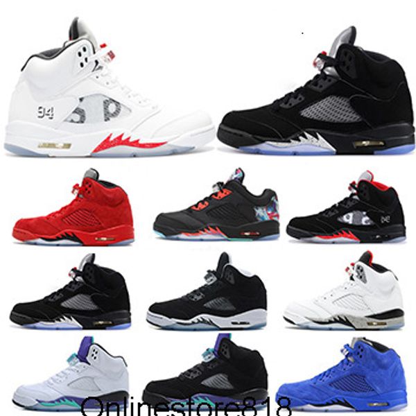 

2020 mens 5 5s basketball shoes black white blue cement olympic metallic fire red mens basketball shoes designer sneakers trainers 7-13