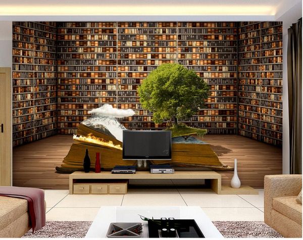 

wdbh 3d wallpaper custom p creative book shelf tv background painting living room home decor 3d wall muals wall paper for walls 3 d