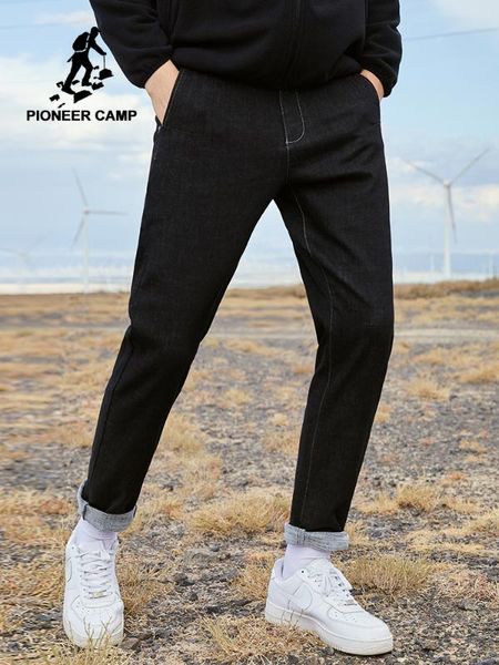

pioneer camp black causal mens jeans 2019 straight streetwear outwear solid fashion men jeans anz901742t, Blue