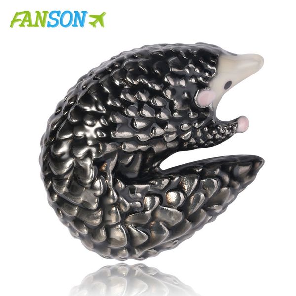

fanson кристалл урожай ящер броши для женщин ювелирных изделий металла эмали pins мужчины костюм брошь животного аксессуаров одежды, Gray