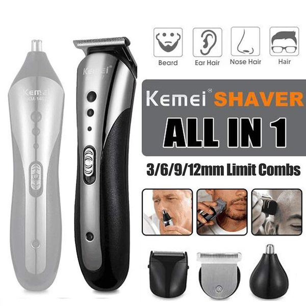 

kemei km-1407 4 in1 аккумуляторная машинка для стрижки волос для мужчин водонепроницаемый беспроводной электрический beard бритва носа бритв