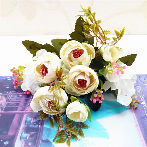 

dropshipping 1 bouquet vintage artificial peony silk flowers bouquet for decoration