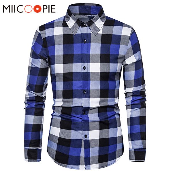 

men brand-clothing plaid checked oxford button-down slim shirt men fashion multi-color long sleeved checkered chemise homme, White;black