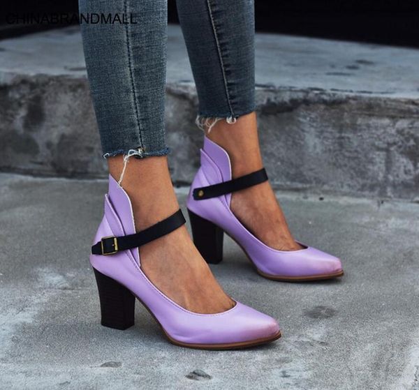 

women pumps fashion women shoes party wedding super square high heel thick heel purple khaki ladies pumps size 34-43 x10, Black