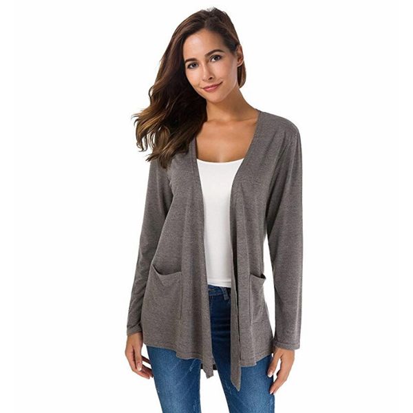 

women winter hooded loose casual long sleeved open front breathable cardigans with pocket, Black;brown