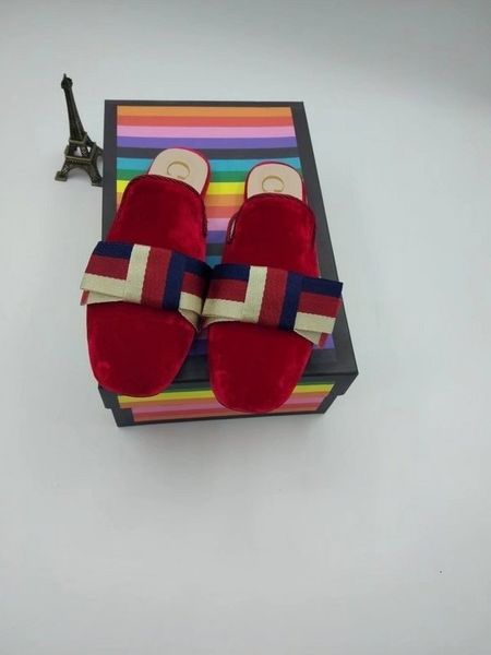 

duping520 silk velvet embroidered slippers 9831 women slippers slippers drivers sandals slides sneakers princetown leather slipper real, Red;white