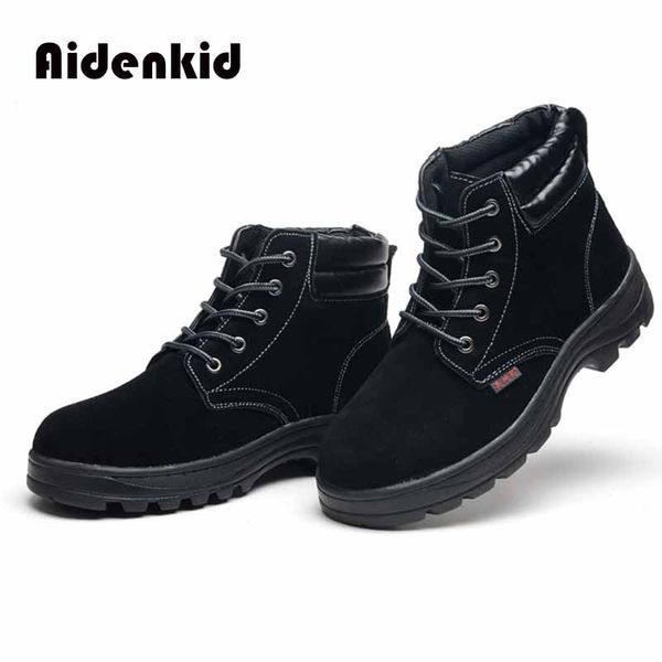 

2019 summer labor insurance shoes breathable male safety shoes steel toe cap work anti-mite cashmere leather wear-resistan, Black