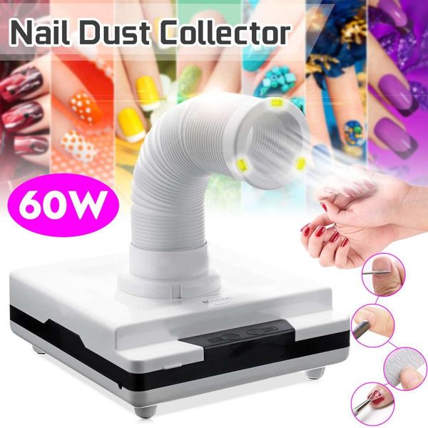 

60w led light 360 diy nail salon collector vacuum fan cleaner dust manicure machine us/eu/au plug 110-240v polishing care, Silver